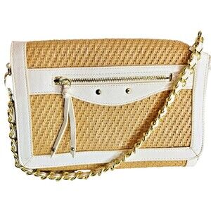 olivia joy handbag White/Woven Shoulder Bag, Woven Chain Strap, Medium